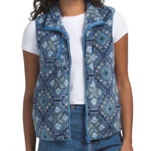 Lucky Brand Jackets & Blazers - Lucky Brand Blue Southwestern Patterned Fleece Vest